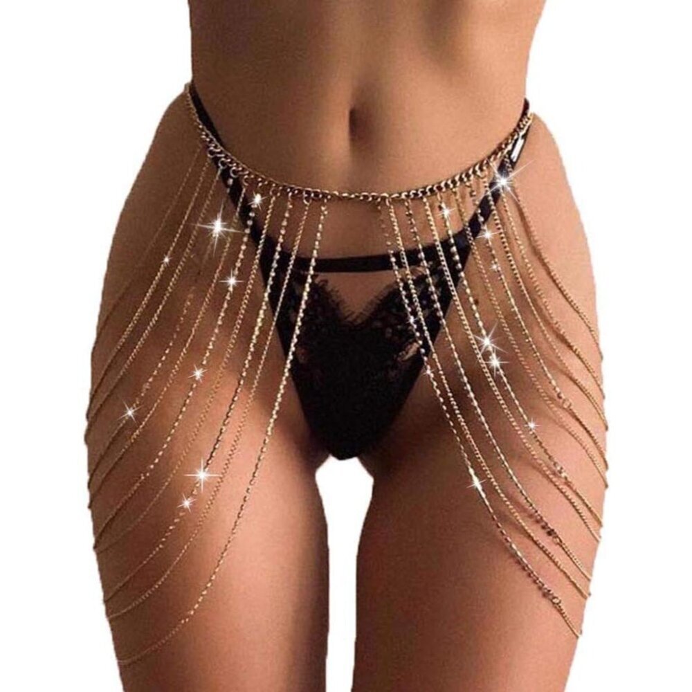 Rhinestone Crystal Waist Chain Body Jewelry Beach Bikini Female Accessories